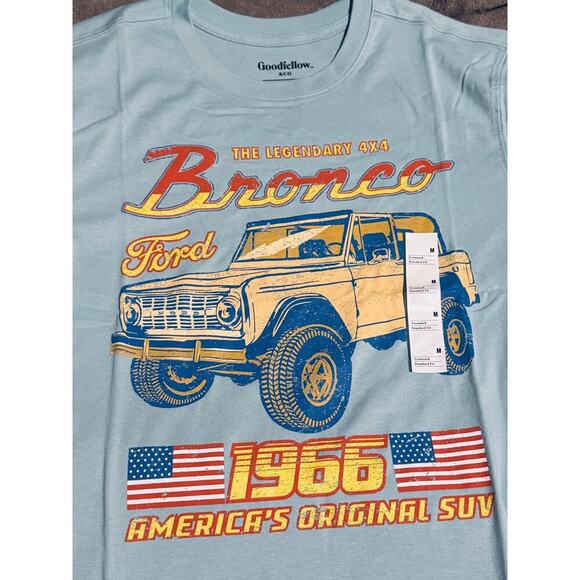 Ford Bronco NWT Size Medium Men Unisex Light Blue Lightweight Crew Neck Shirt - Picture 2 of 7